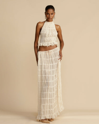 Sæt Jeanette | Haltertop + Nederdel – Let & Åndbar