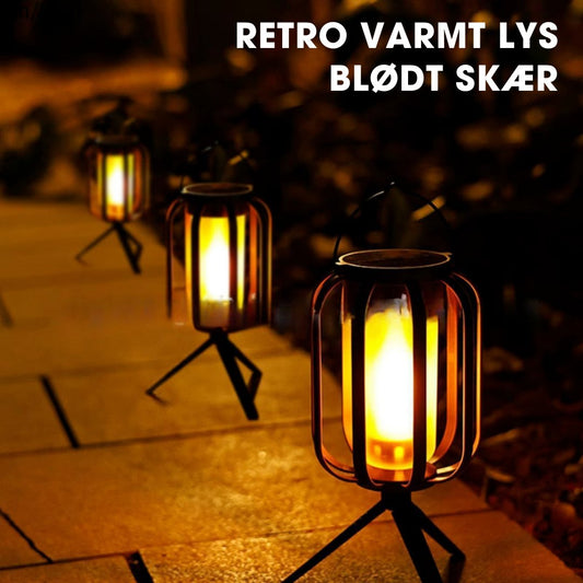 FlameGlow™ - Lampe med realistisk flammeeffekt – Opladelig via USB & solenergi