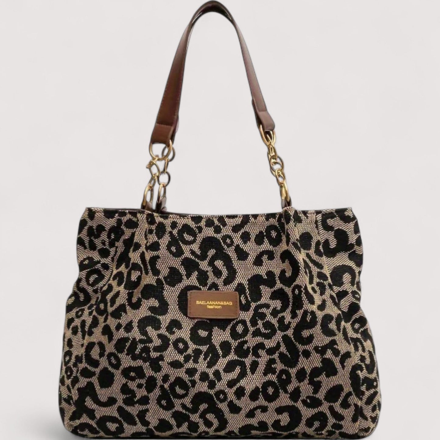 EDITH | SHOPPINGTASKE I CANVAS MED LEOPARDMØNSTER