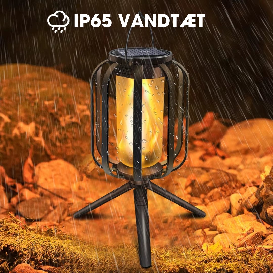 FlameGlow™ - Lampe med realistisk flammeeffekt – Opladelig via USB & solenergi