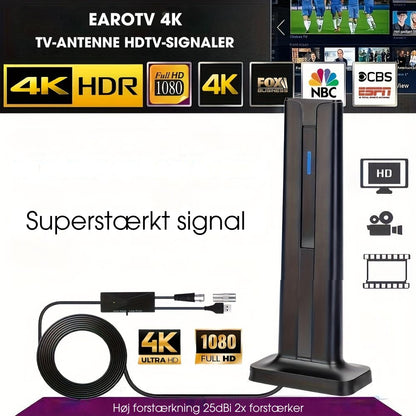 EaroTV 4K™ - Få gratis HD-kanaler uden kabel, smart-tv eller Wi-Fi