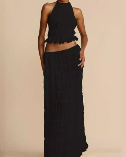 Sæt Jeanette | Haltertop + Nederdel – Let & Åndbar