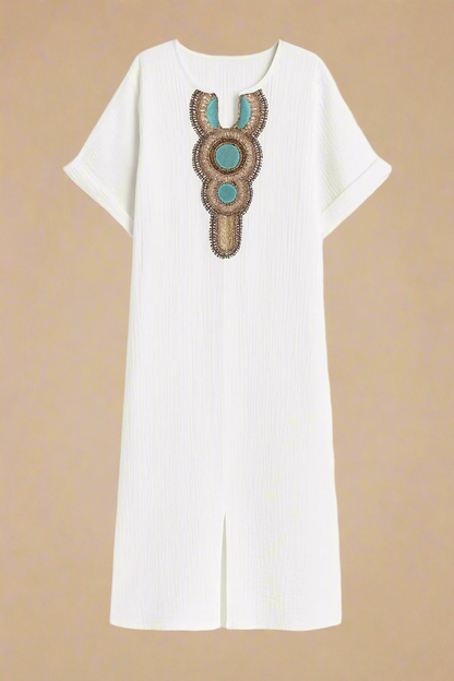 SAGA KJOLE | Lang kjole med decoteret hals og sideslidser