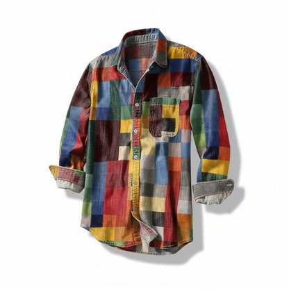 Sønder | Vintage Skjorte med Regnbuemønste