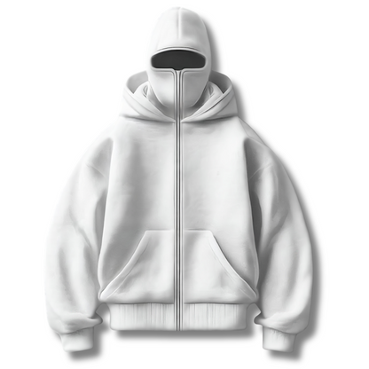 Anti-Social Hoodie - Hoodie med lynlås og integreret maske – Unisex