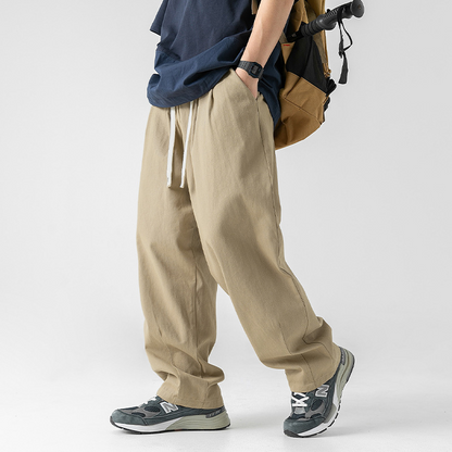 Afslappede Bukser I Ren Bomuld Med Japansk Drapering