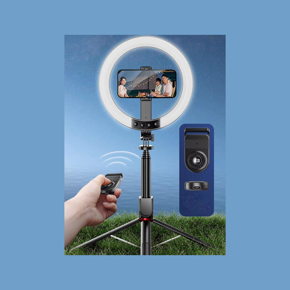 LED ring light med tripod og fjernbetjening