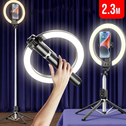LED ring light med tripod og fjernbetjening