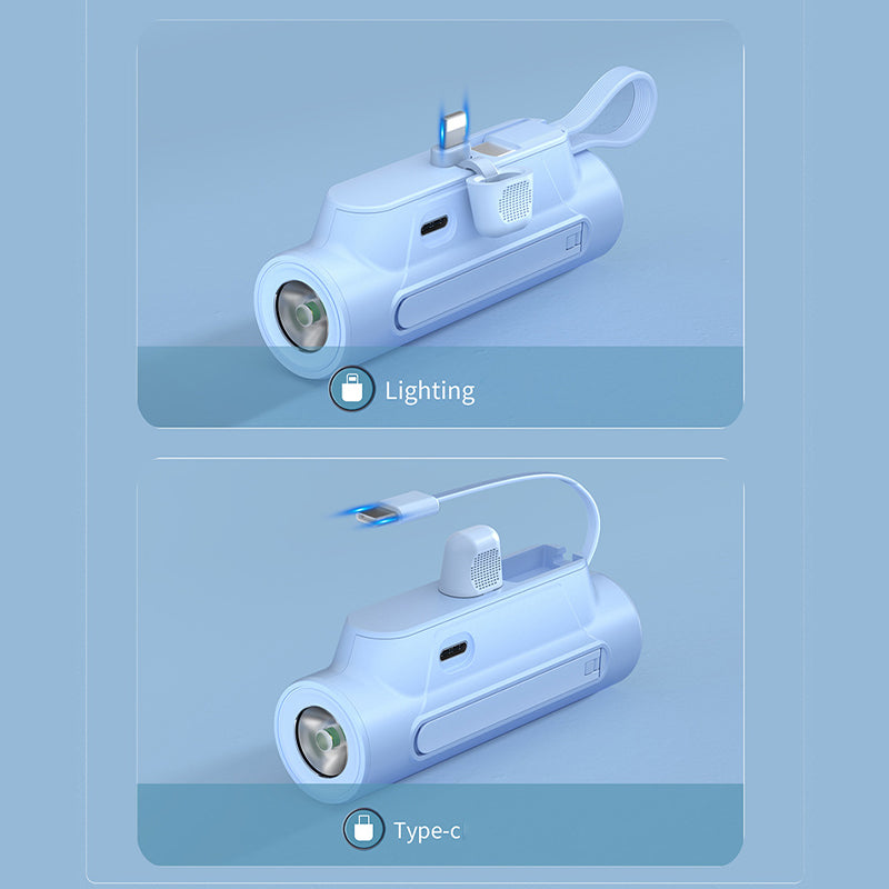 PocketVolt Duo™ – Powerbank med indbygget kabel og LED-lygte